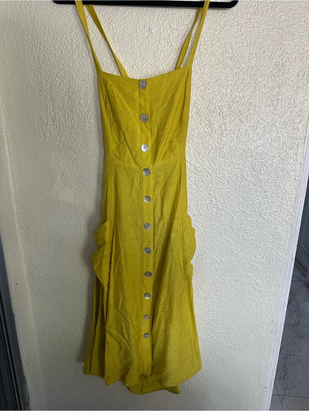 Forever 21 Yellow Button-Front Midi Sundress